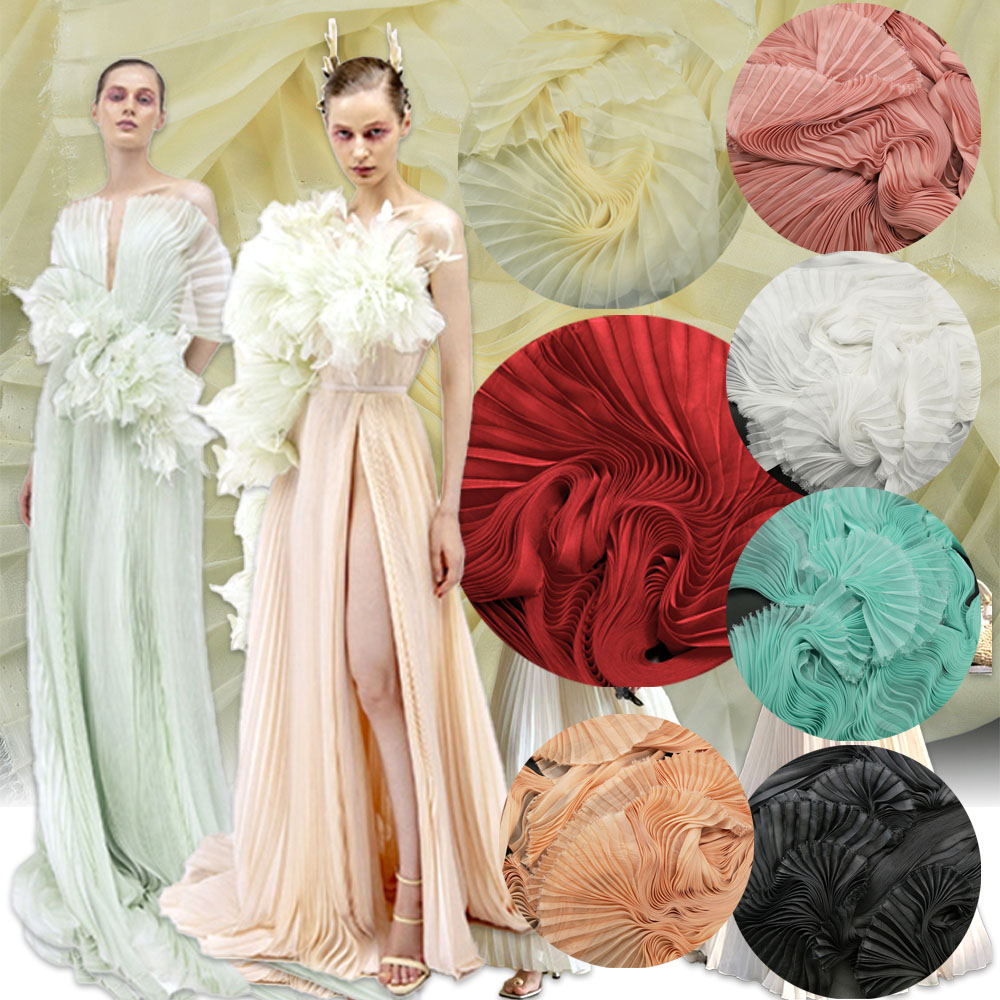 Chair Sash Organza - 145x100cm Light Chiffon Organza Pleated Fabric